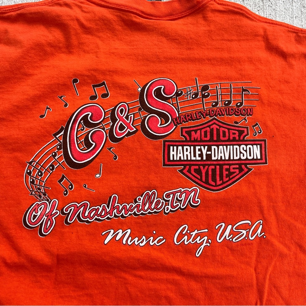 Y2K Orange Tie Dye Harley Davidson Motorcycles T-shirt size XL Nashville TN - Picture 5 of 5